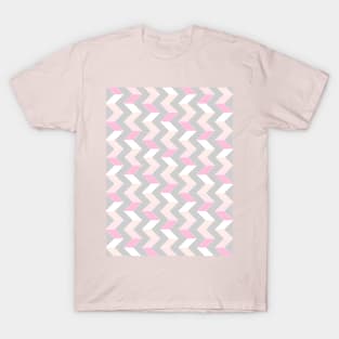 Chevron Geometric Pattern, Pink and Grey T-Shirt